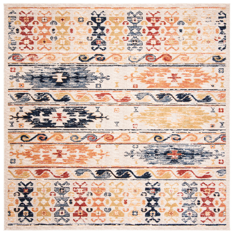 Sechovicz Southwestern Ivory/Rust Area Rug, Square 6'7"