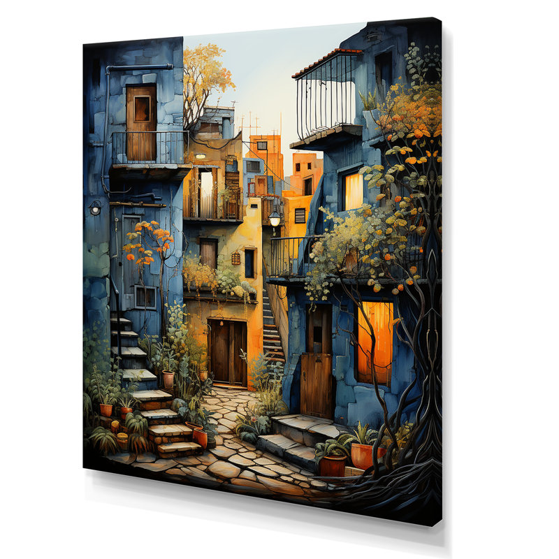 Art mexicain, paysage, odyssée d'Oaxaca I - art mural mexicain, H 32 po x l 16 po x P 1 po, Toile tendue