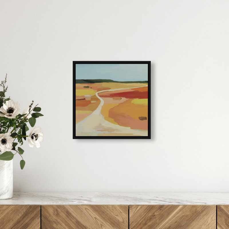 Yellow Road Print by Oliver Gal, 13" H x 13" W, Black Floater Frame