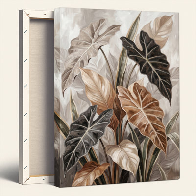 «Gallery Wrap», art mural sur toile pour le salon, la chambre à coucher, le bureau ou le vestibule - décoration murale décorative avec motif de feuilles