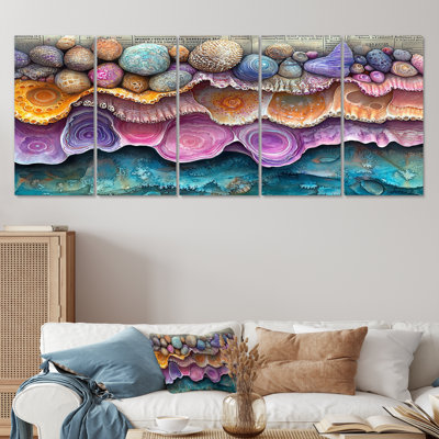 Rose et bleu, corail, océan, bord de merveille - ensemble d'art mural corail
