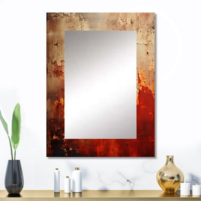 Orange Chaos Collage III - Abstract Collages Decorative Mirror, Orange Wall Mirror, Printed Metal Art