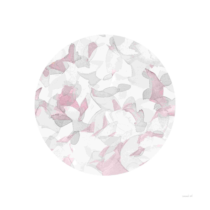 Cercle abstrait feuillu I gris rosé, H 12 po x l 12 po, Non, Toile tendue