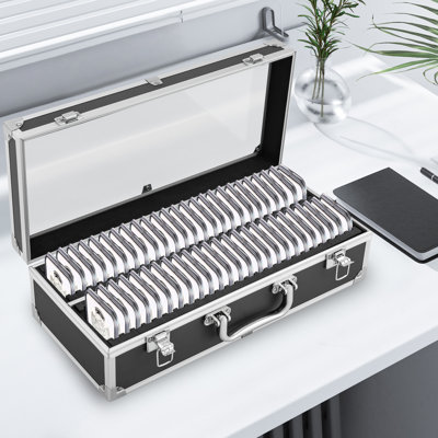 Boîte de rangement et de présentation pouvant contenir 50 porte-pièces de monnaie et collecteur de pièces de monnaie avec boîte de rangement de 50 emplacements