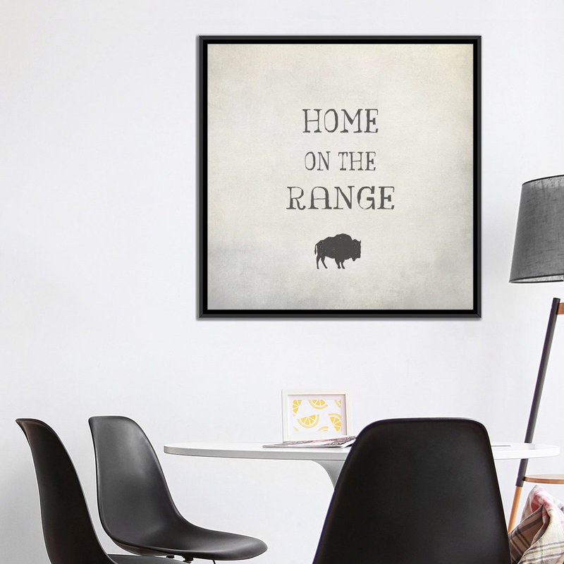 Graffi*Tee Studios " Home On The Range " by Graffi*Tee Studios, 26" H x 26" W x 1.5" D, Black Framed Canvas, No Mat