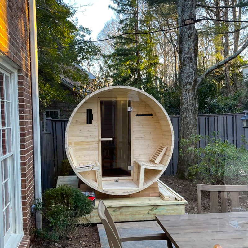 White Pine 8-Person Barrel Sauna with 9 kW Heater