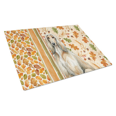 Afghan Hound Heirloom Fall Glass Cutting Board