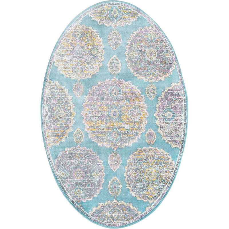 Paragon Floral Indoor Rug, Oval 5'5" x 8'