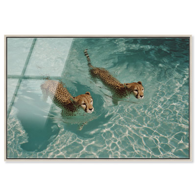 Décoration murale bord de mer Tigers Swim I, impression acrylique encadrée par Notoriart, cadre argenté, 30 x 20
