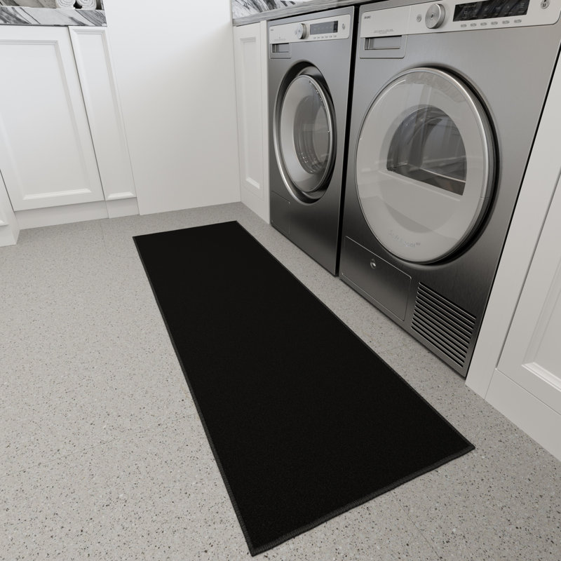 Ottohome Black Runner Rug, Runner 1'8" x 4'11", Black