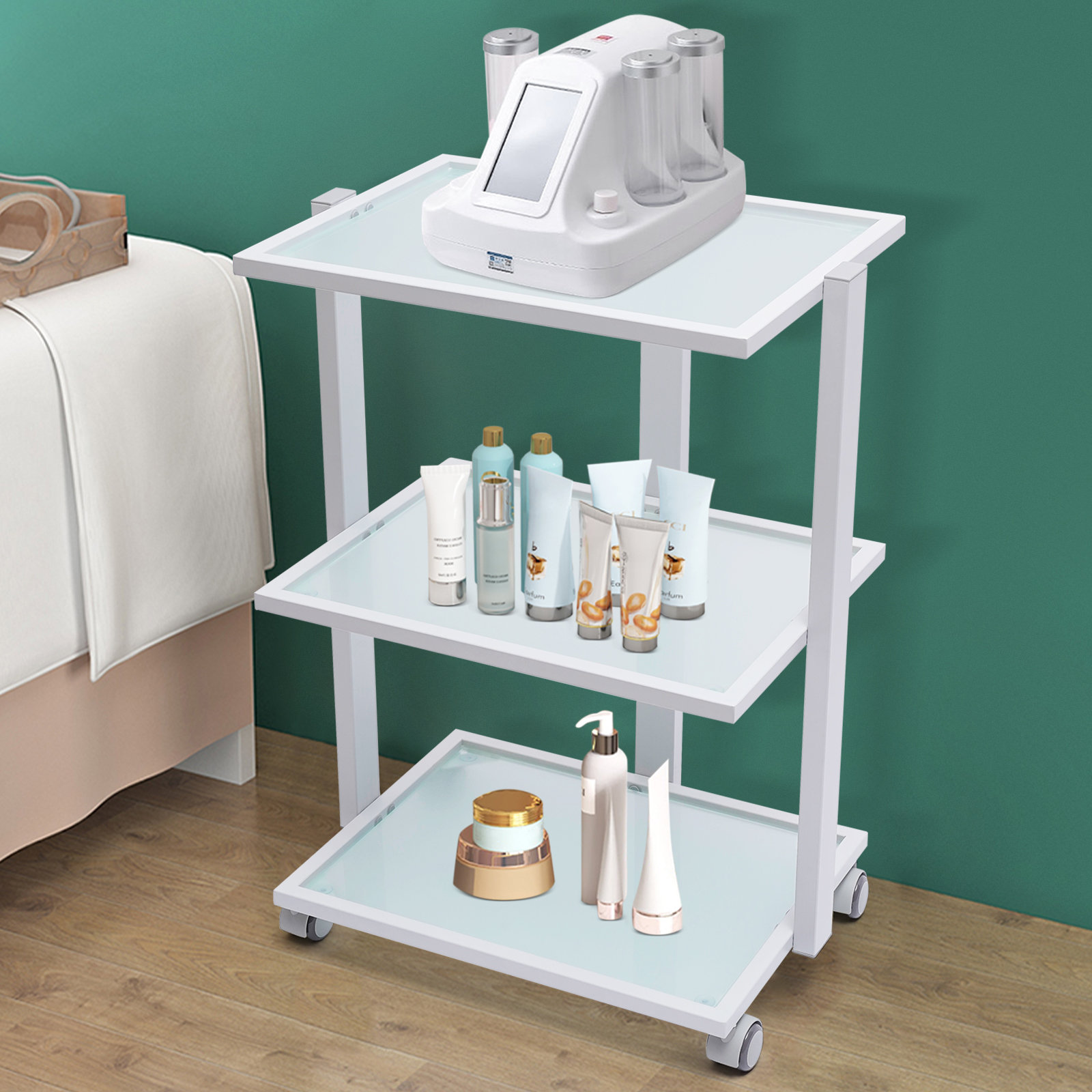 YaoTown White 3-Tier Tray Treatment Beauty Trolley Cart & Reviews | Wayfair