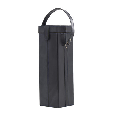 Leather Handmade Single Bottle Wine Holder with Carrying Handle