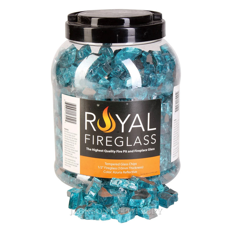 10 lb. Jar FIREGLASS 1/2" AZURIA REFL, Azuria, 0.5" H x 0.5" W x 0.5" D