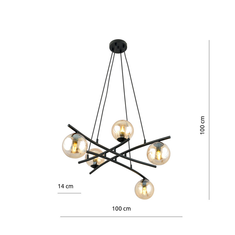 Adaleia 5 - Light Geometric Pendant, Amber