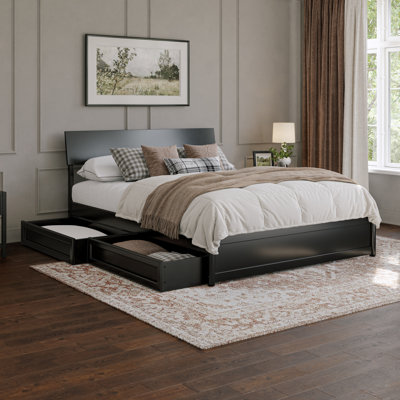 Lit plateforme en bois avec tiroirs de rangement Norla