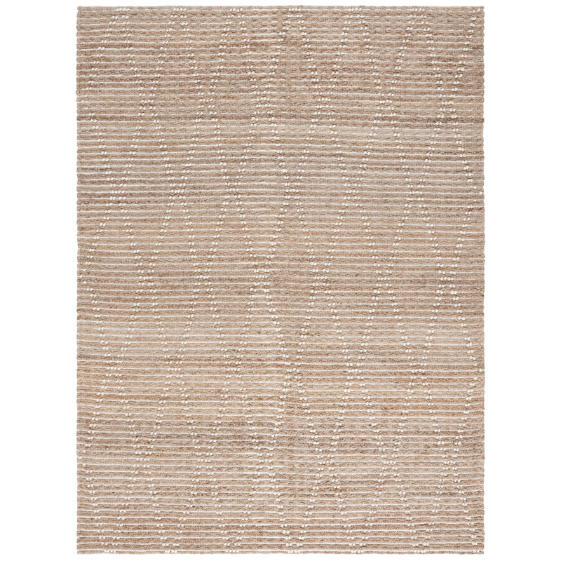 Truluck Natural Fiber Hand Woven Jute/Cotton Solid Color Rug in Natural/Ivory, Rectangle 8' x 10'