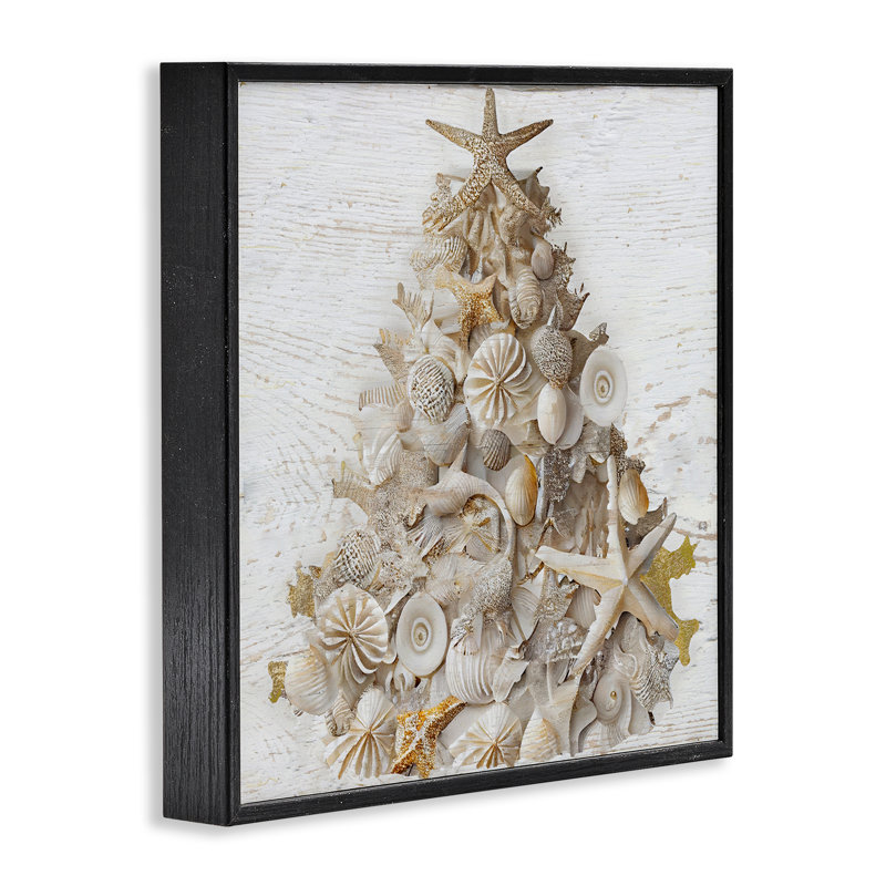 Giclée rustique en forme d'arbre de coquillage, design par Sasha, Giclée encadrée noir minuit, H 12 po x l 12 po