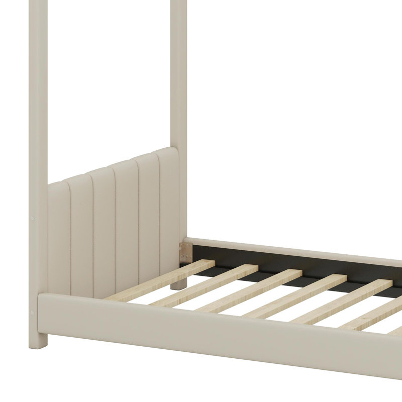 Lit en bois Velvet House, Beige