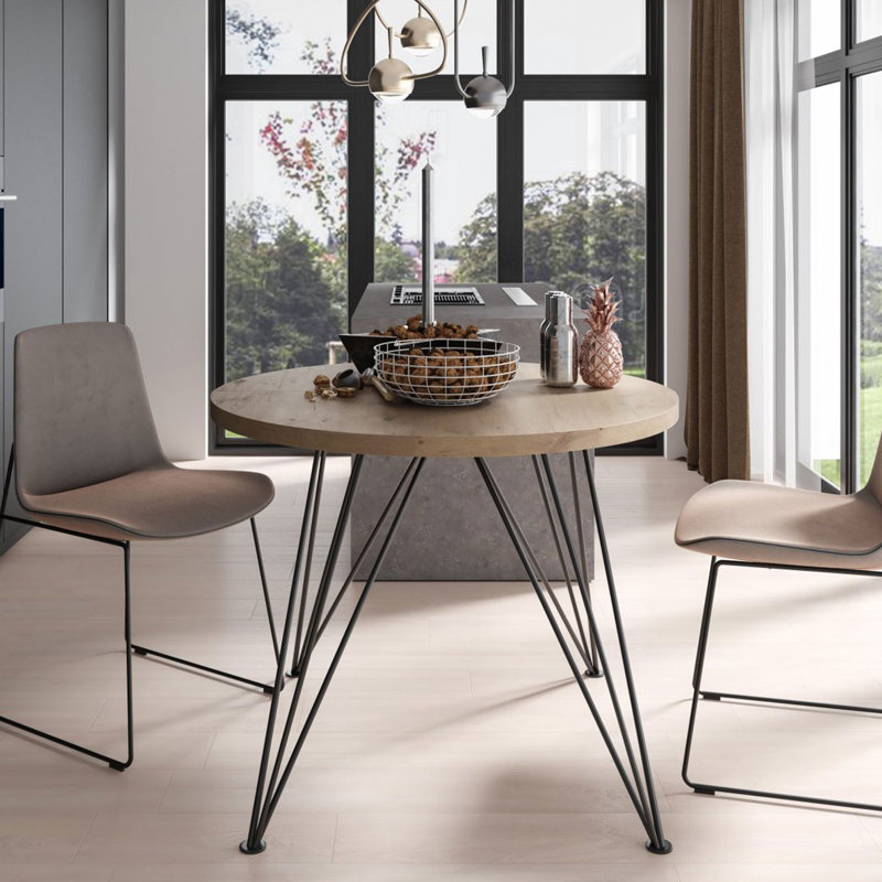 Belita Round Metal Base Dining Table, 76cm H x 100cm L x 100cm W