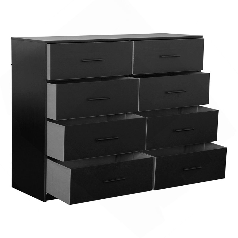 Commode 8 tiroirs avec tiroirs en tissu, Noir