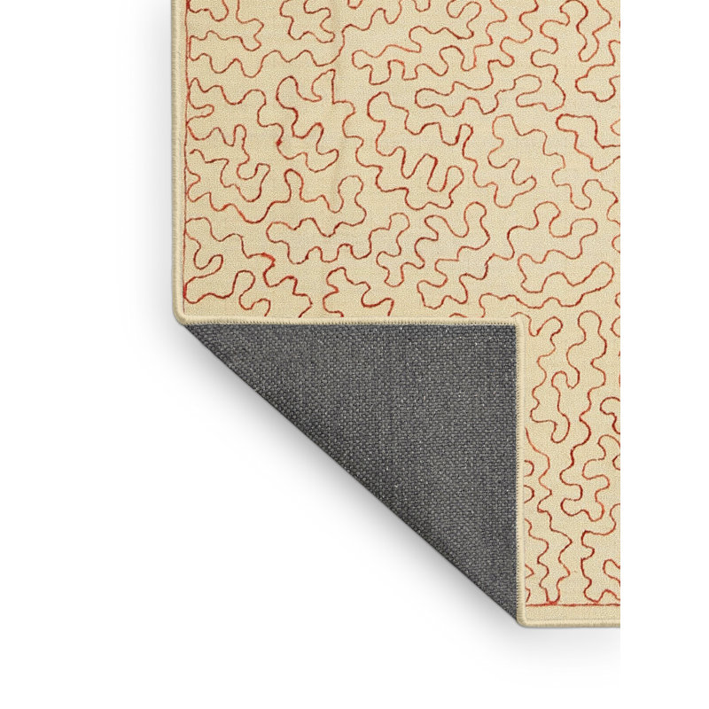 Tapis beige/rouge contemporain, Rectangle 8 pi x 10 pi