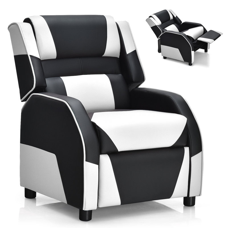 Eduarte Faux Leather Recliner, White Faux Leather