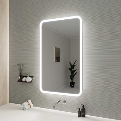 40 Inch Rectangle LED Front and Backlit Wall Mirror in Silver