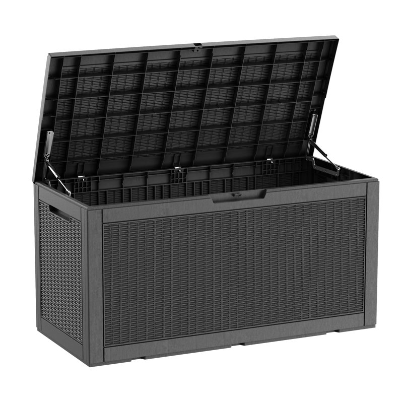 48.06"w 100 Gallon Water Resistant Resin Lockable Deck Box(Black), Black
