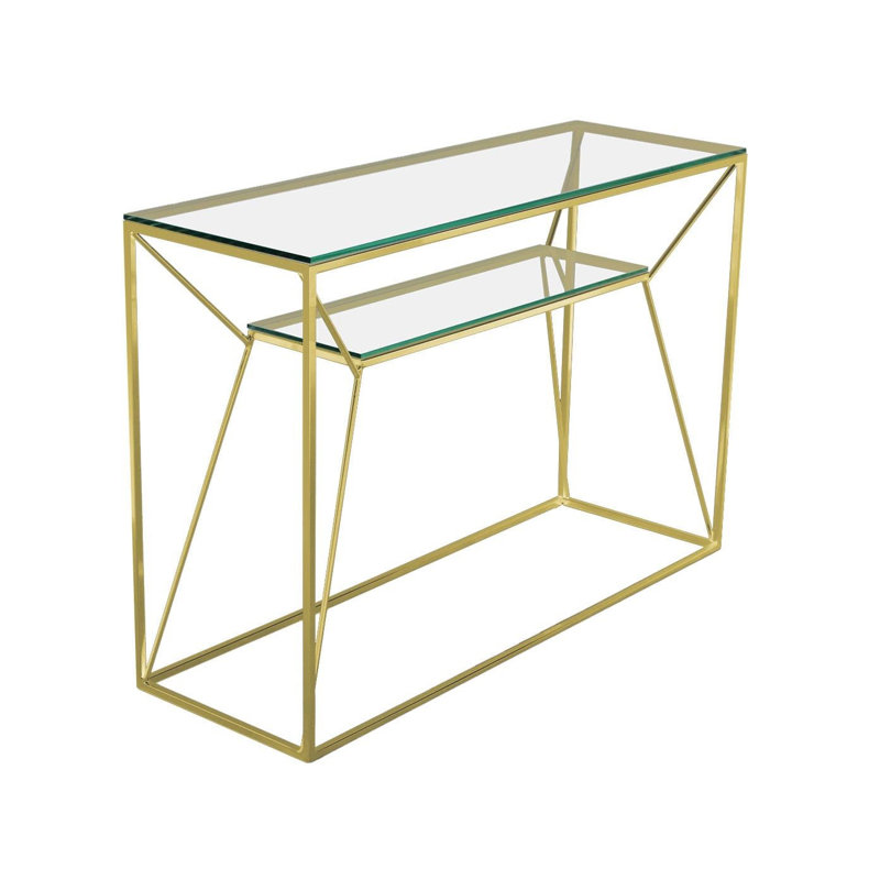 Gosselin 120cm Glass Top Console Table, Gold