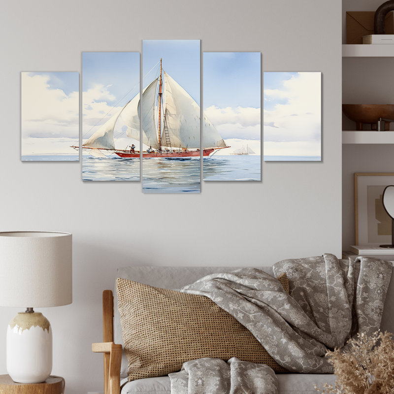 «Seafaring Symphony Voilier - Sérénité - Bateau à voile, décoration murale multipanel