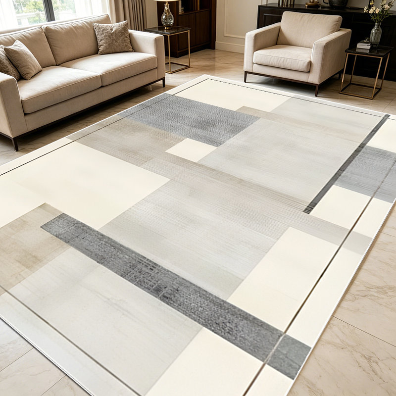 1PC Modern Neutral Geometric Abstract Farmhouse area rugs for Living Room, Soft and Comfortable, Suitable for all seasons, easy-to-maintain, machine washable Indoor floor mat, Under Table Farmhouse suitable for dining room, bedroom, home office,