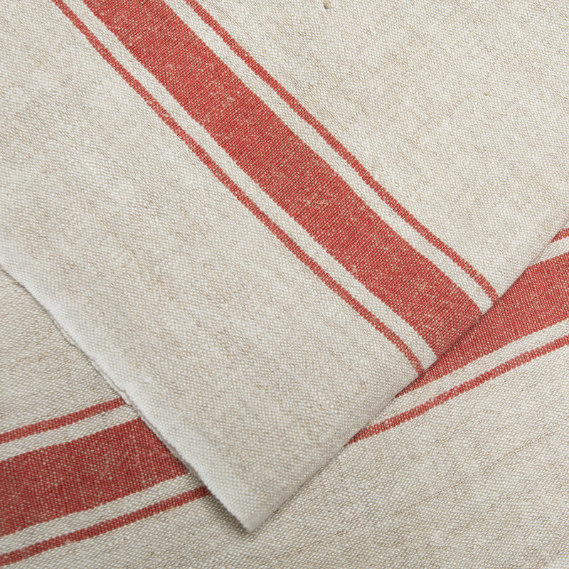 Cangelosi Stripe Tea Towel Kitchen Towel, Red/Natural