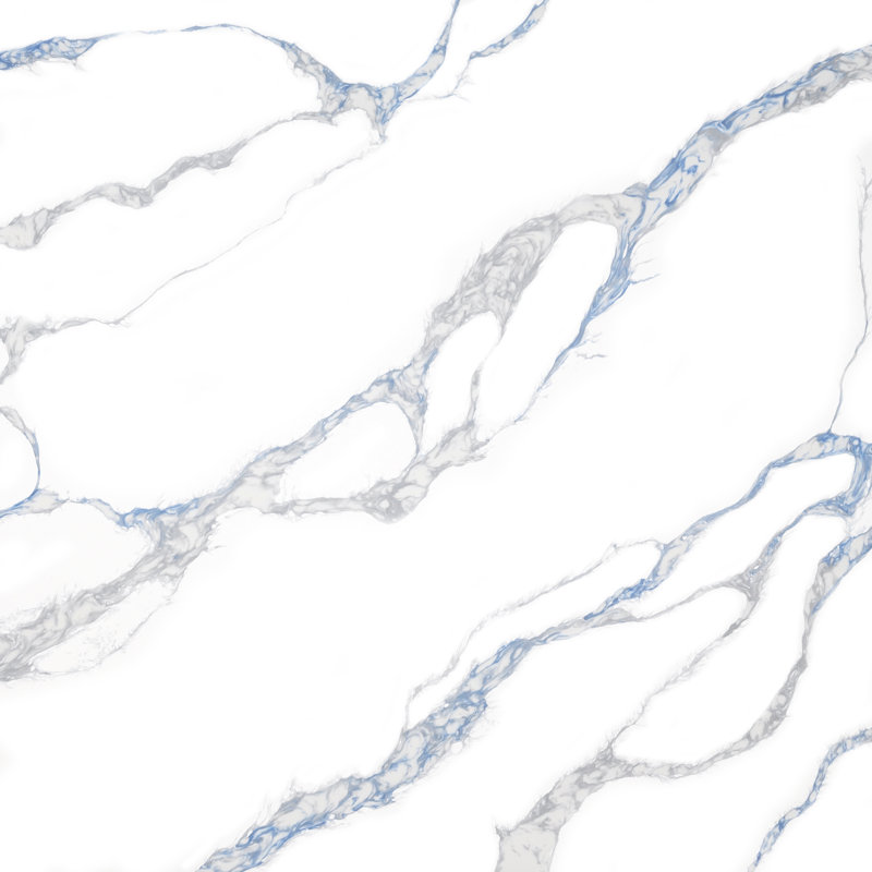 Meuble-lavabo 72 po Claristine avec comptoir en quartz et trou pour lavabo, Gris, Blanc / gris / veine bleue