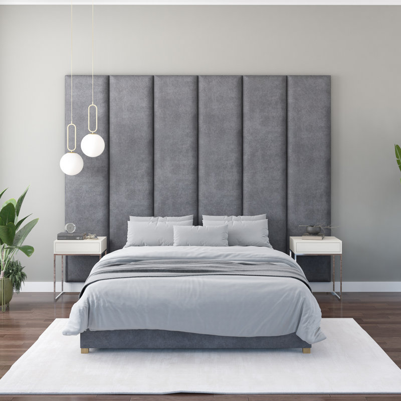 Natalia 45cm x 210cm Upholstered Wall Paneling, Steel