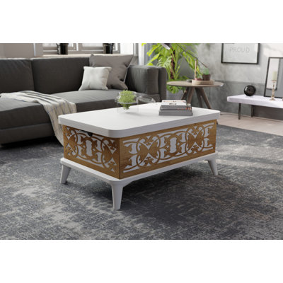 Lift Top Extendable Frame Coffee Table with Storage