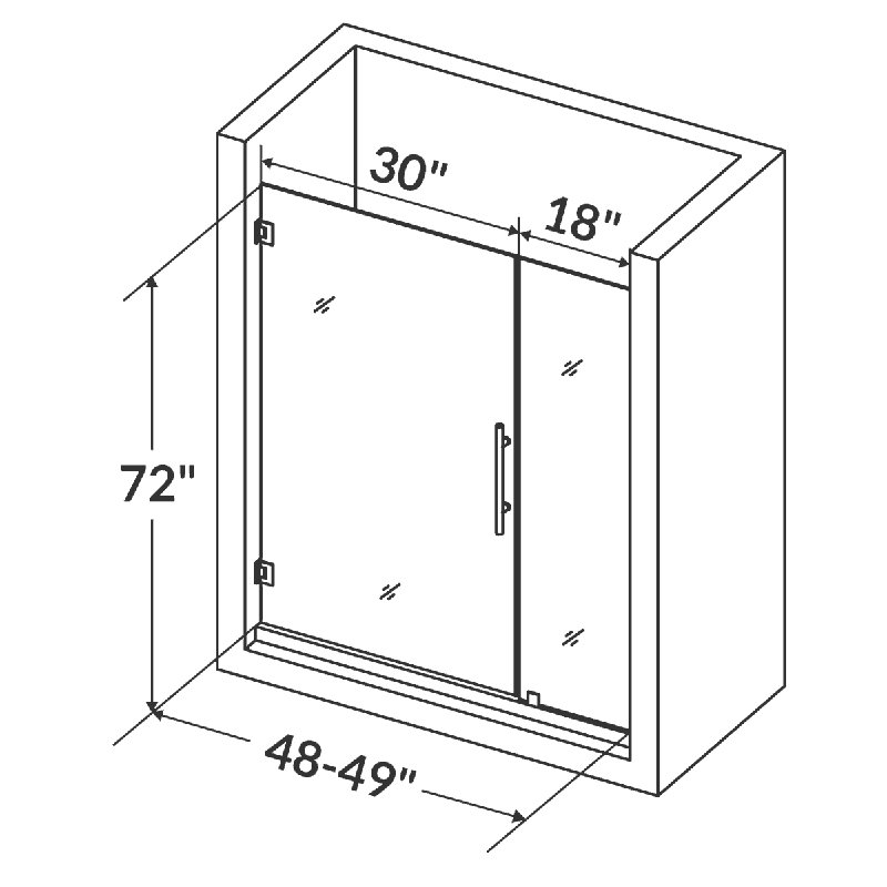 Portes de douche à charnières 48" x 72" avec panneau latéral Ultra-E