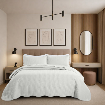 Modern Embossed Microfiber Twin Quilt Set