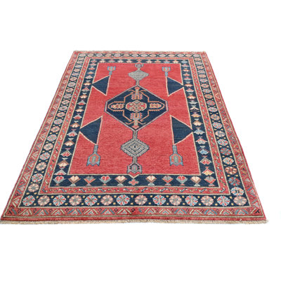 One-of-a-Kind Red Tribal 4x6 Oriental Area Rug
