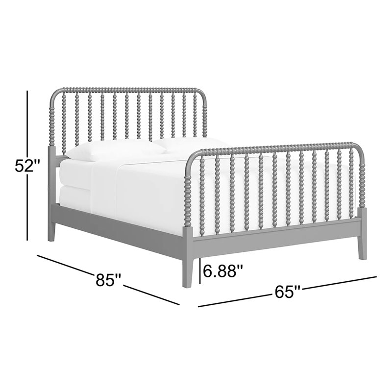 Louisa Solid Wood Spindle Bed, Queen, Mineral