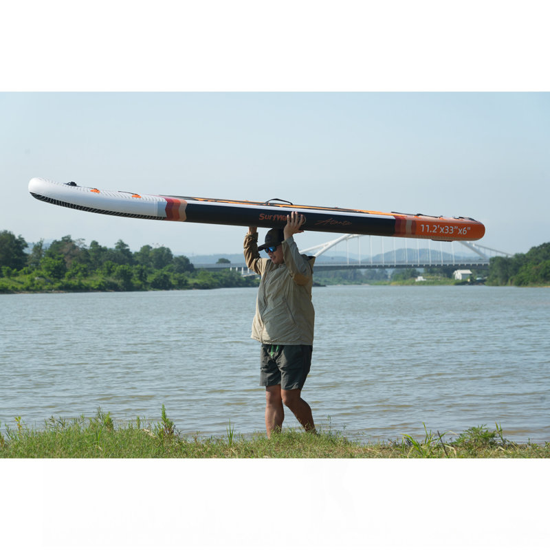 Planche de pagaie debout gonflable 11 pi x 34 po x 6 po avec accessoires, Noir / Orange