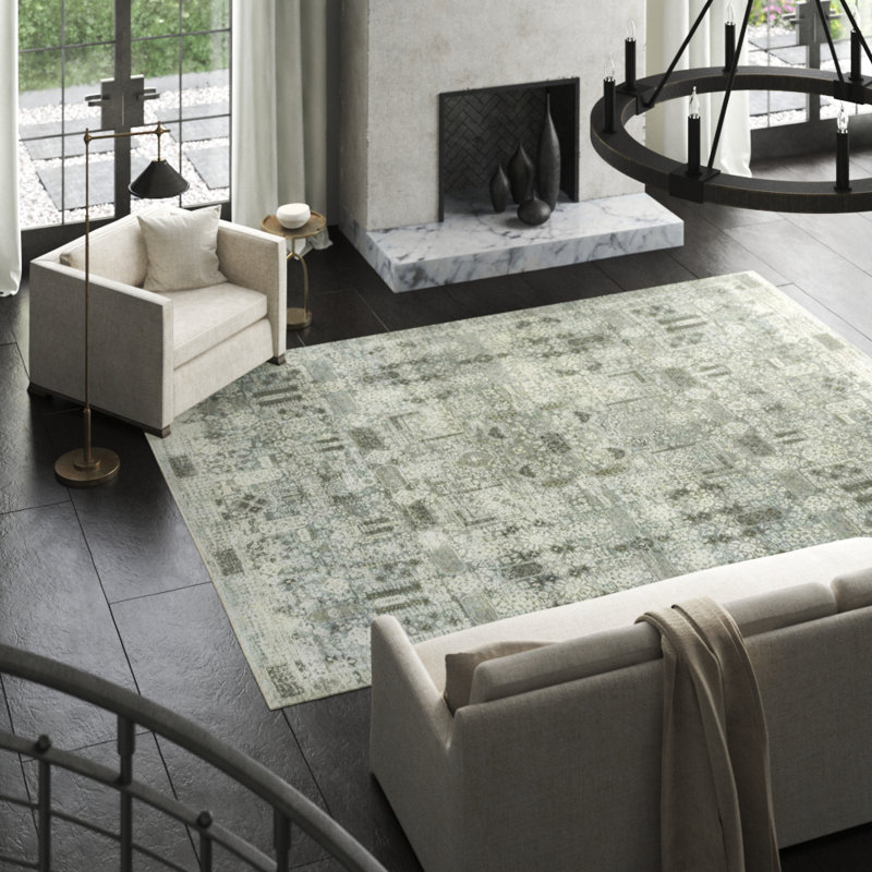 Rani Southwestern Area Rug in Blue/Gray/Neutral, Rectangle 2' x 3'