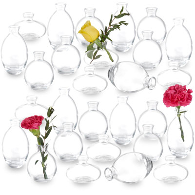 28 vases à bourgeons transparents en vrac, petit vase en verre pour les centres de table, ensemble de mini vases à fleurs, vases rétro pour décorations de mariage rustiques, décoration de table, décoration de chambre à coucher de fleurs