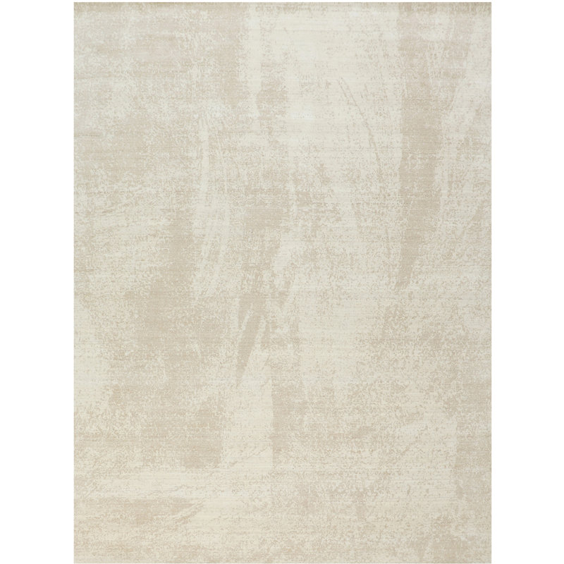 Handmade Wool Area Rug, Ivory And Beige, Rectangle 9' x 12'