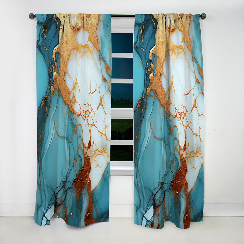 Sharolyn - Abstract Marble Curtain - Blackout Marble Curtain - 1 Panels, 52" W x 108" L