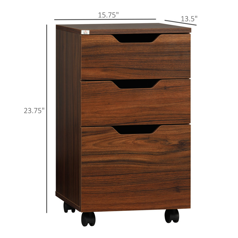 Hilliary 15.75'' Wide 3 -Drawer Mobile File Cabinet, Brown