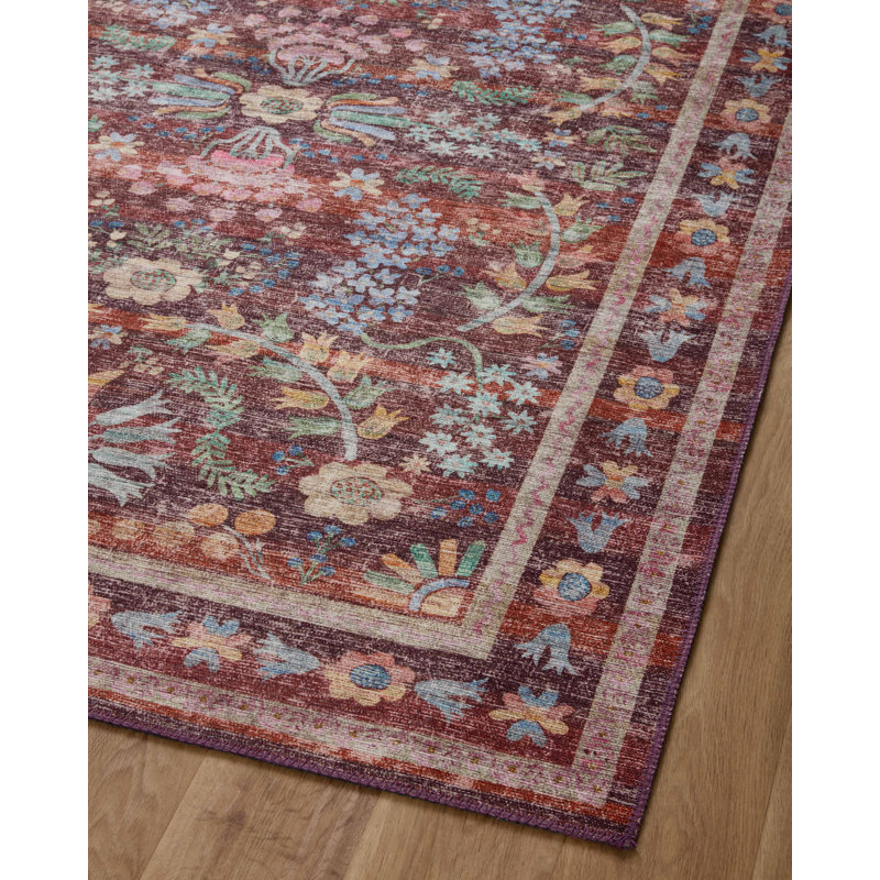 Rifle Paper Co. X Loloi Maison Frances Red 8'-4" X 11'-6" Area Rug, Rectangle 3'9" x 5'6"