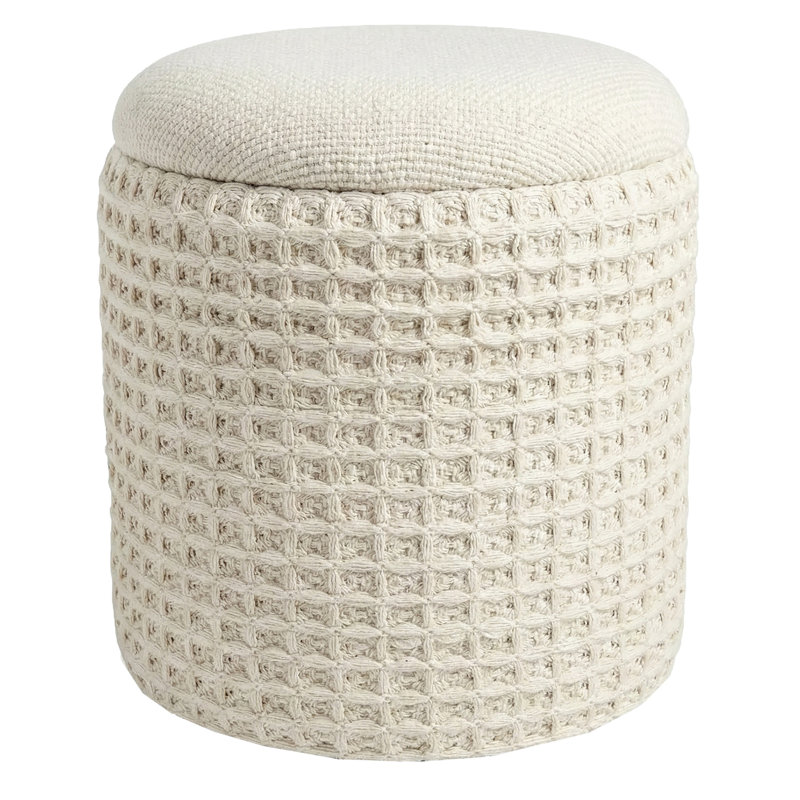 Repose-pieds rond avec rangement Modern, Repose-pieds moderne avec rangement rond - ivoire
