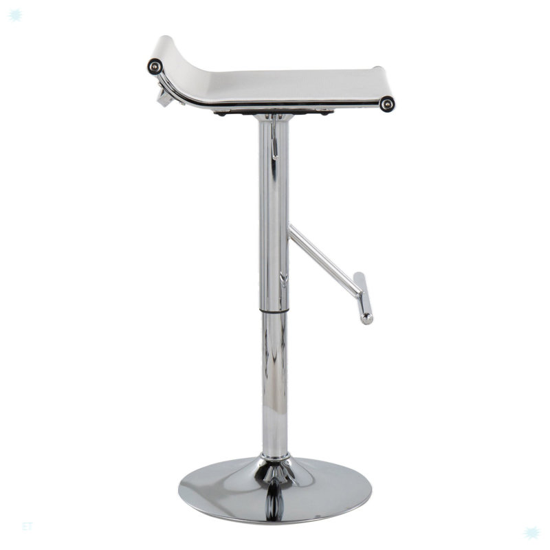 Contemporary Adjustable Bar Stool, White
