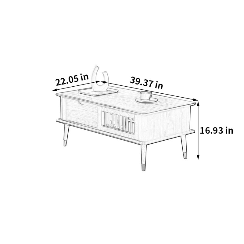 Modern minimalist coffee table storage table, 16.93" H x 39.37" L x 22.05" W