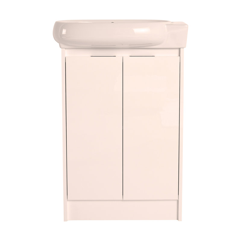 Meuble-lavabo autoportant de 23 po avec lavabo et portes, Blanc lustré